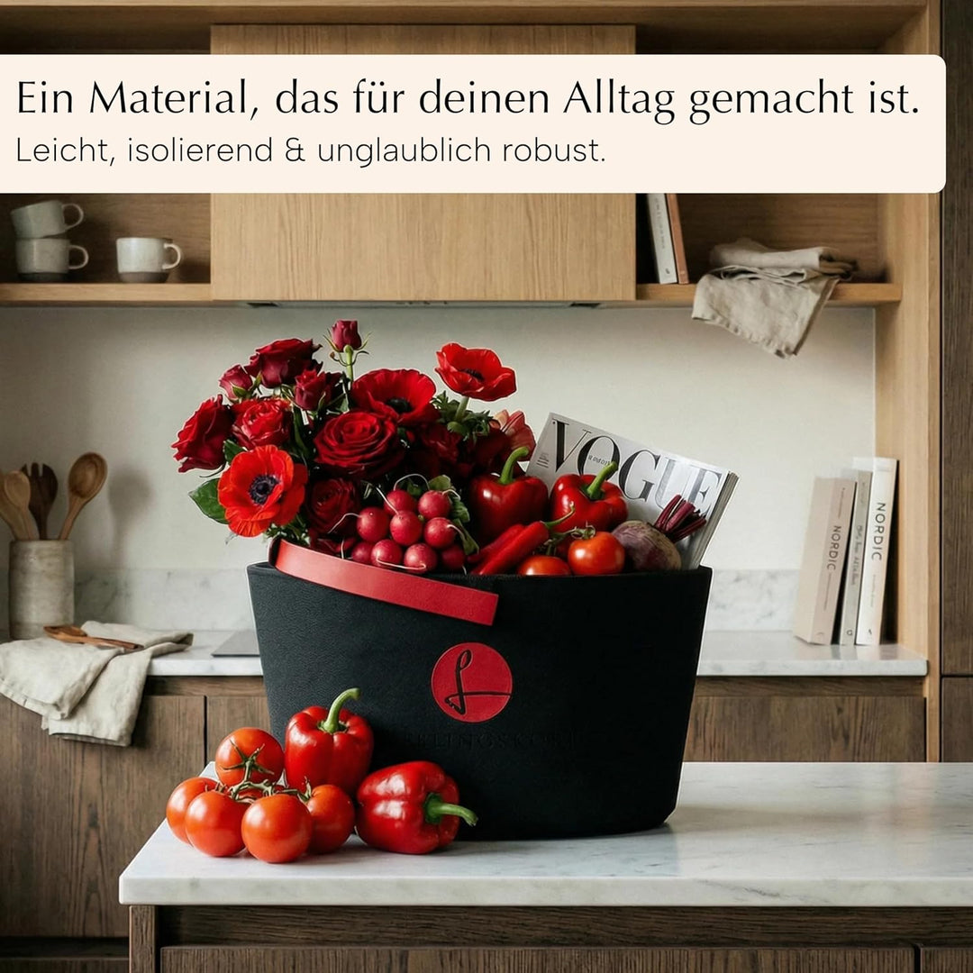LIEBLINGSKORB Original black pastellrosa - ultraleichter, kippsicherer &amp; formstabiler Einkaufskorb -