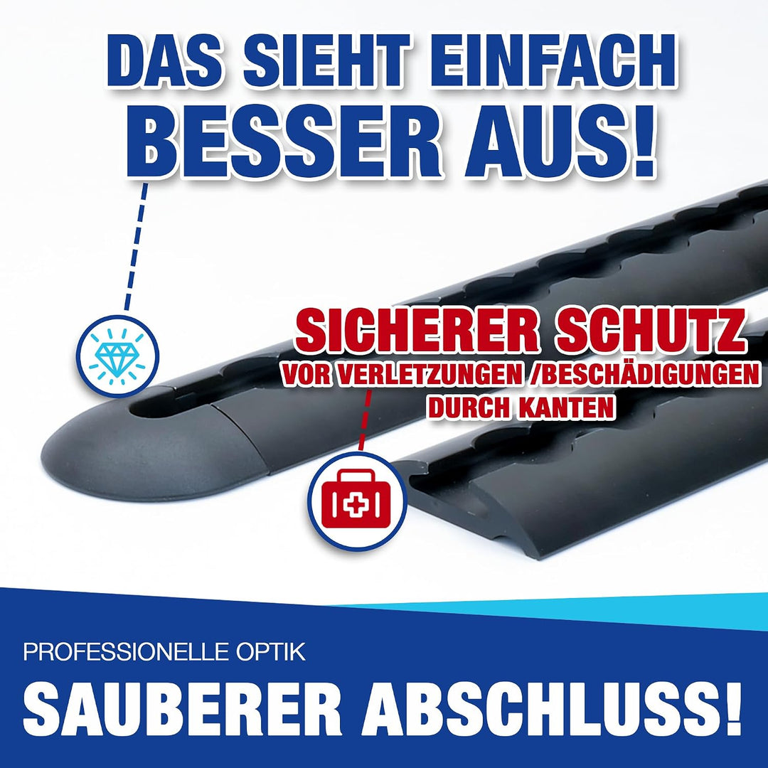 NTG Endkappe für Airlineschiene schwarz Blackline 16 Stück - halbrunde Form | Einsteckkappe aus Kuns