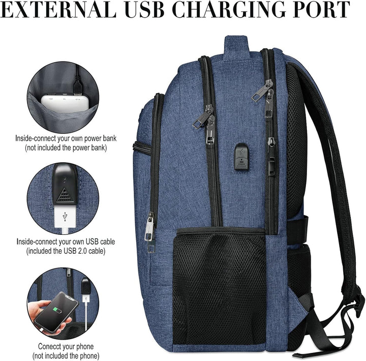 BIKROD Rucksack Damen, Schulrucksack Mädchen, 15.6 Zoll Laptoptasche mit USB Ladeanschluss, Wasserdi