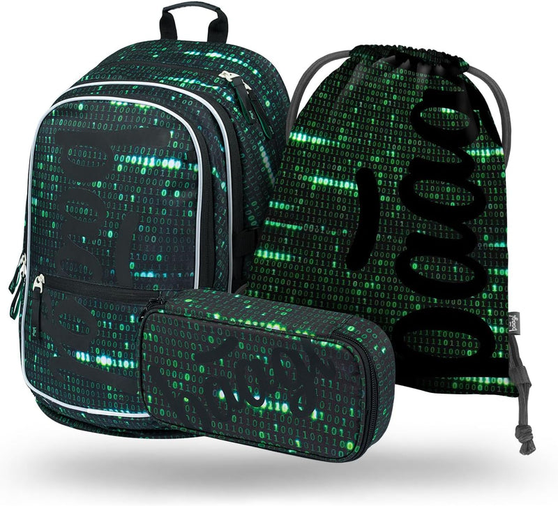 Baagl Schulrucksack Set Jungen 3 Teilig, Schultasche für Grundschule Volksschule, Grundschule Ranzen