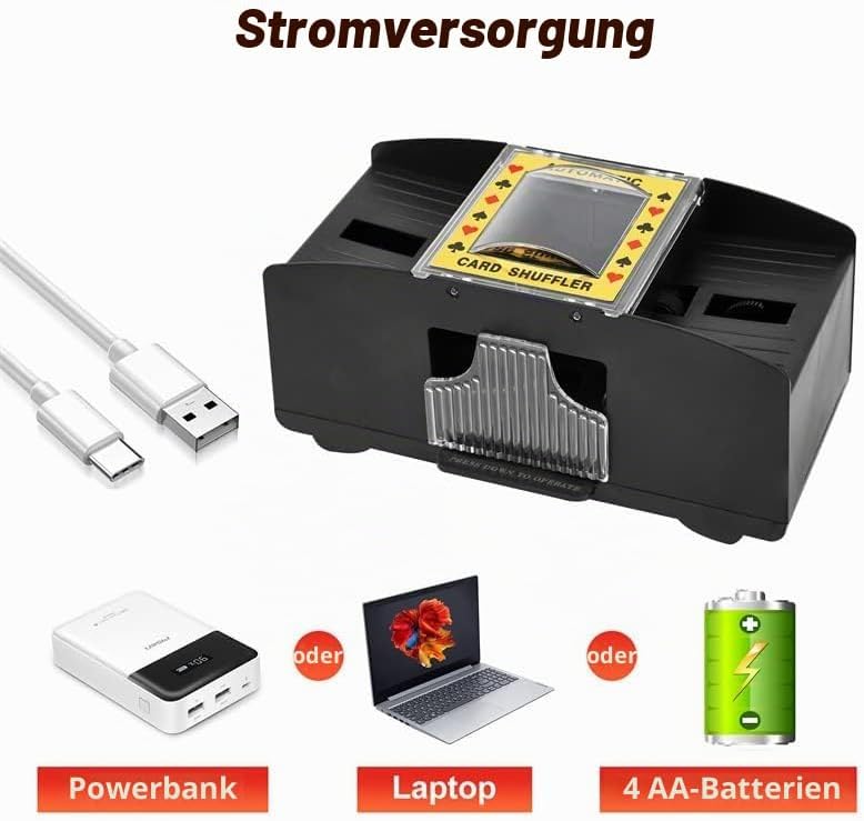 2/6 Deck Automatischer Kartenmischer (Spielkarten im Lieferumfang enthalten) – Batteriebetriebener e