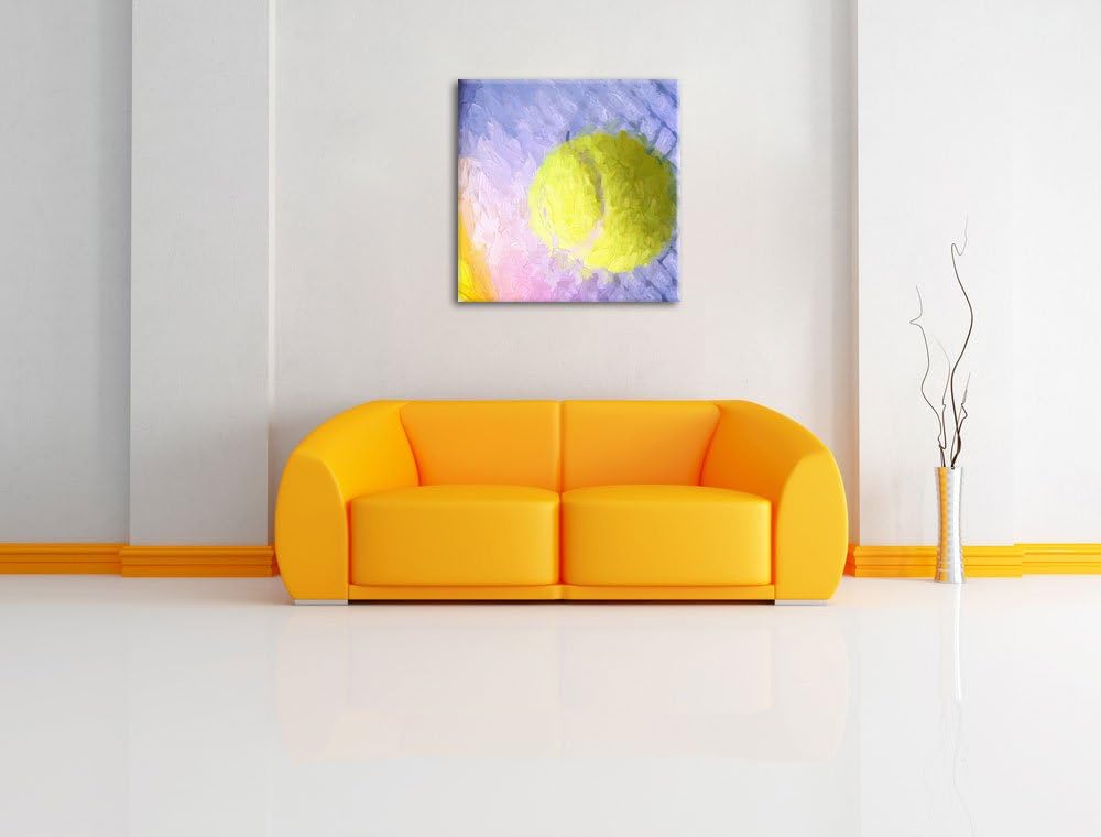 Pixxprint Tennisschläger Tennisball als Leinwandbild/Grösse: 70x70 cm/Wandbild/Kunstdruck/fertig bes