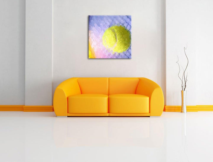 Pixxprint Tennisschläger Tennisball als Leinwandbild/Grösse: 70x70 cm/Wandbild/Kunstdruck/fertig bes