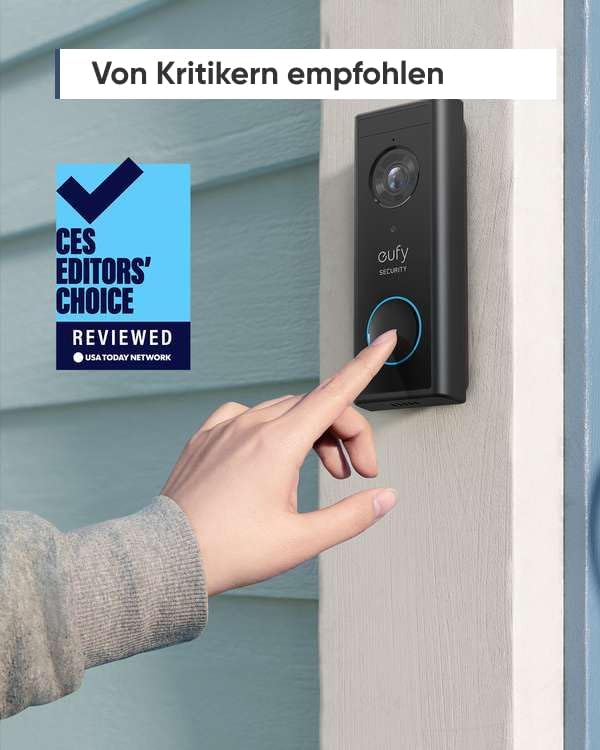 eufy Security, zusätzliche kabellose Video-Türklingel Akku, 2K HD,Türklingel mit Kamera-Funktion,Geb