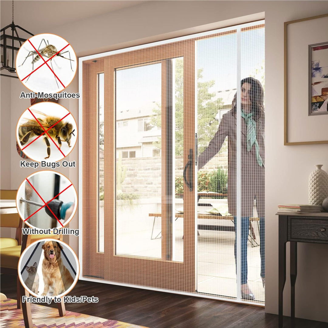 Risareyi Seitliche Öffnung Magnet Fliegengitter Balkontür 195x250cm, Weiss