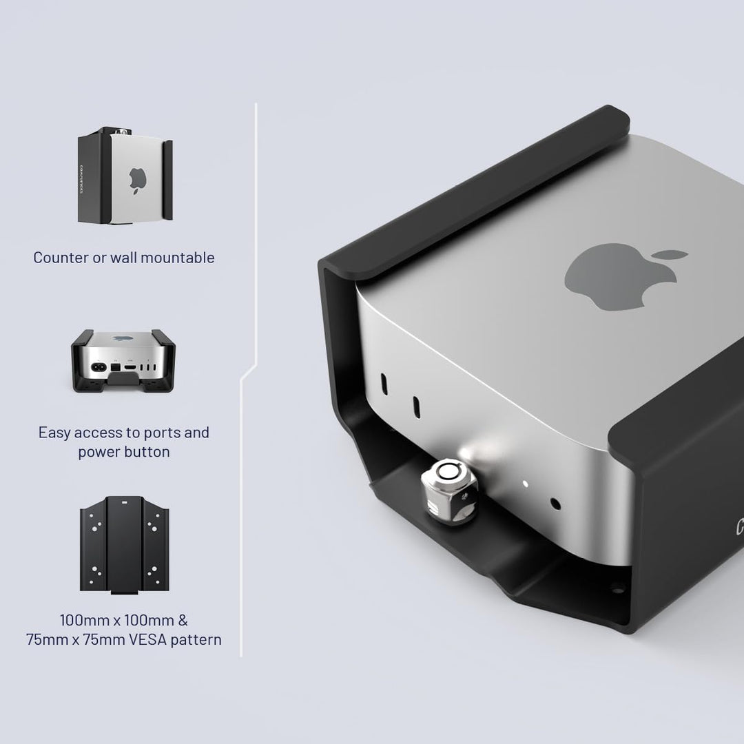 Maclocks Sicherheits-Halterung VESA kompatibel mit Mac mini M4 2024 – Mit Verriegelungskopf für Wand