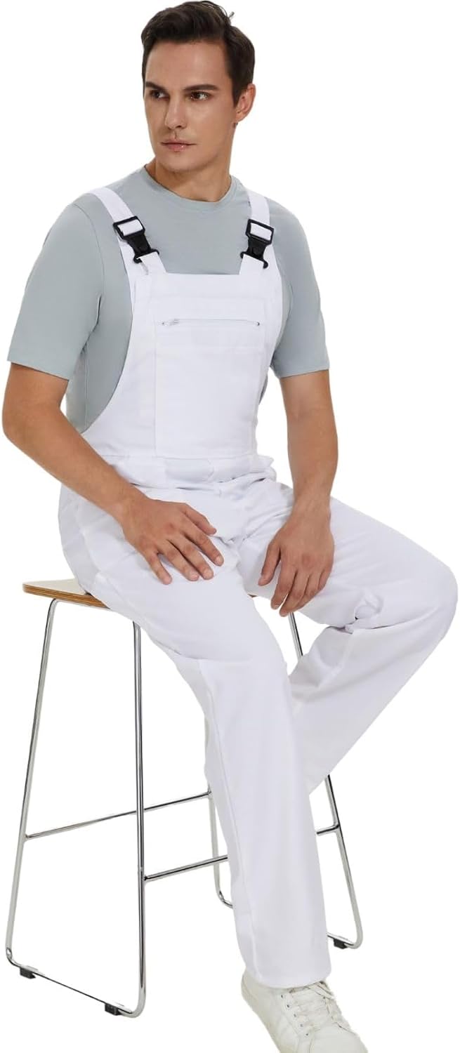 WORK IDEA Arbeits-Latzhose für Männer Multi Pocket Technology Herren Arbeitslatzhose S Weiss, S Wei&