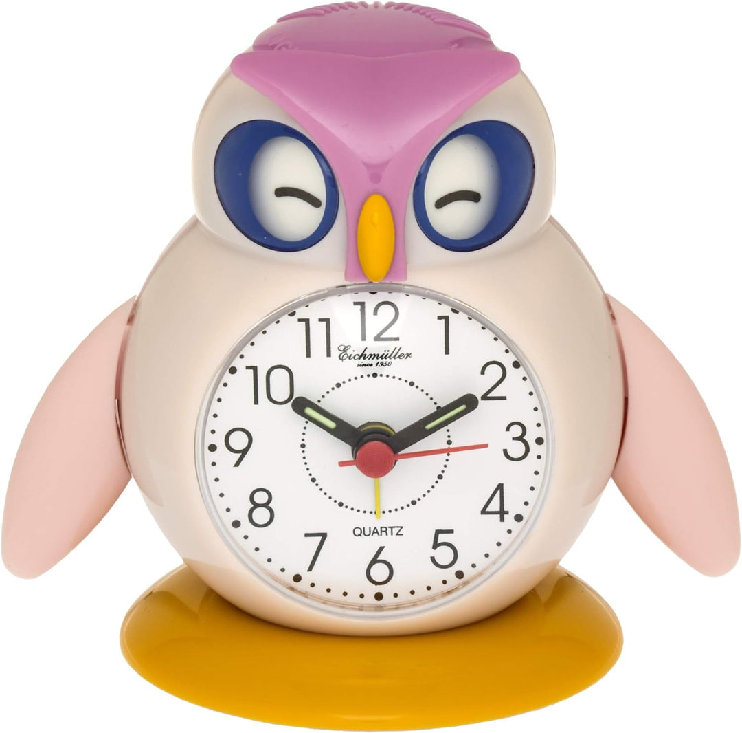 Eichmüller Kinderwecker Eule rosa Analogwecker mit Alarm Snooze und Licht mit Conni Buch Uhrzeit Ler