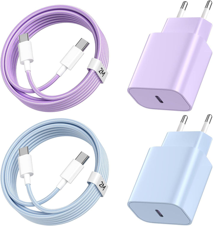 USB C Ladegerät Ladekabel für iPhone 16 15, 20W USB C Schnellladegerät und Schnellladekabel, 2Pack L