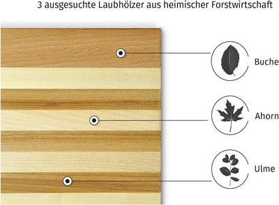 feel wood Schneidebrett Holz Gross, 40 x 27 x 2 cm, Schneidbrett beidseitig verwendbar, Holzschneide