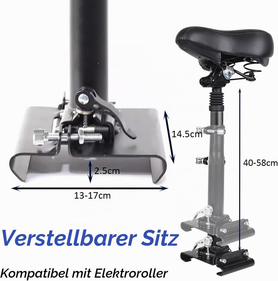 Elektrorollersitz für Erwachsene, E Scooter Sitz für 13cm-17cm, Universal Scootersitz Mit 40-58cm Hö