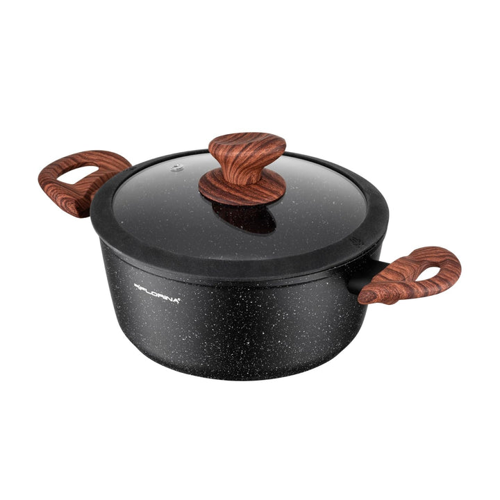 FLORINA Aluminiumtopf MASTER BLACK 24 cm 4L | Antihaftbeschichtung | Für alle Herdarten inkl. Indukt