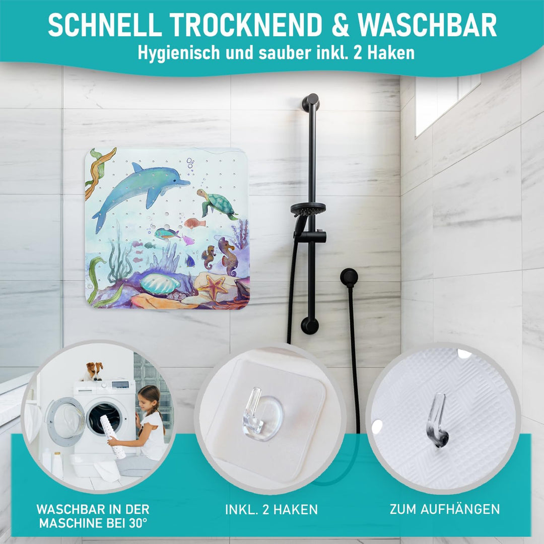 arteneur® - Duschmatte rutschfest 53x53 cm | Antirutschmatte Dusche | Inkl. Aufhängung | Schimmelres