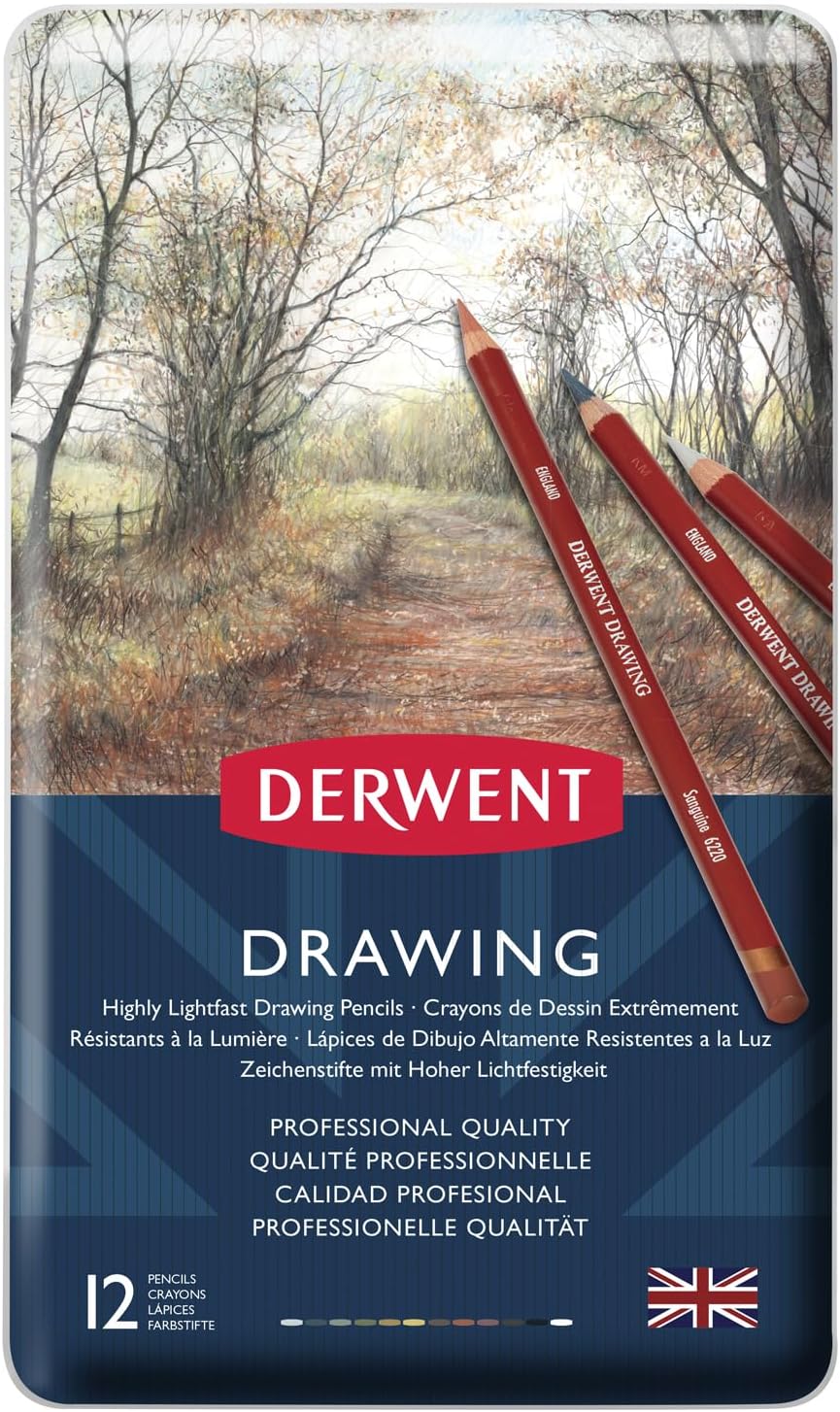 Derwent Drawing Buntstifte, Zeichnen &amp; Schreiben, 12er-Set, Ideal zum Illustrieren &amp; Detaillieren, P