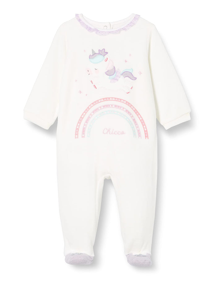 Chicco Mädchen Auswahl Einhorn Bottone 0 Monate Bianco, 0 Monate Bianco
