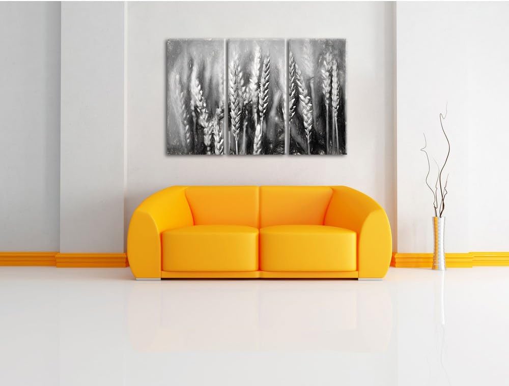Pixxprint Grüne Weizen auf dem Feld Kunst als Leinwandbild/Grösse: 3 Teilig (120x80 cm) cm/Wandbild/