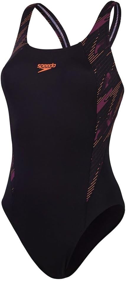 Speedo Damen Hyperboom Splice Muscleback Schwimmanzug (1er Pack), 62 Schwarz/Lila