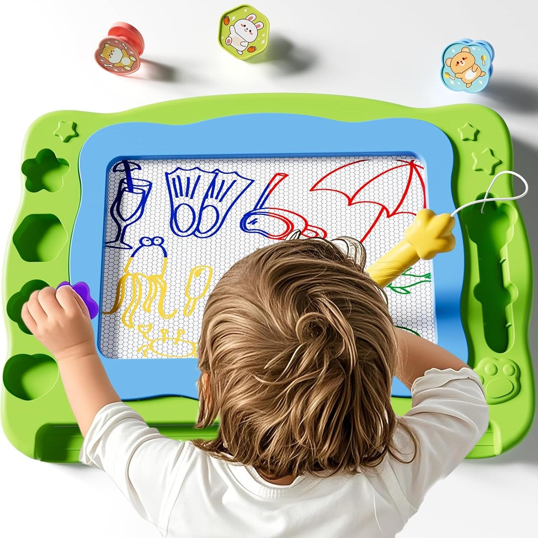 Grosse Magnetisches Zeichenbrett Spielzeug für Kinder Alter 3-7 Jahre, löschbare Doodle Brett mit 4
