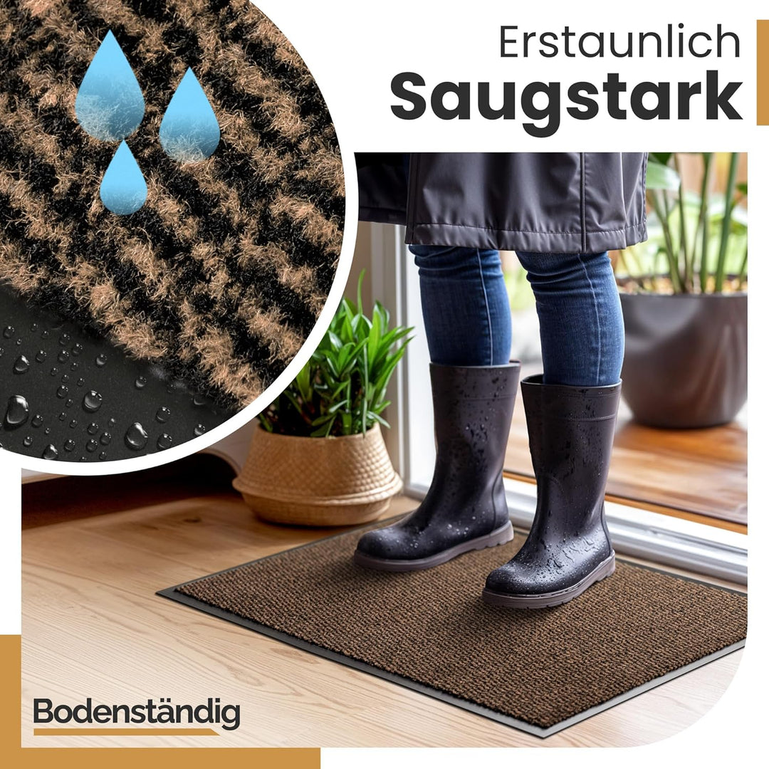 Bodenständig® Saubere Schuhe Dank saugstarkem Stoff (robust) perfekte Grösse Braun in 90x150cm - Fus