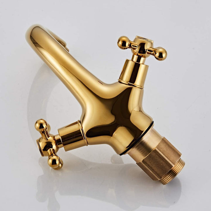 Hefo Wasserhahn bad, goldenes Mischbatterie-Waschbecken, Vintage-Doppelgriff-wasserhahn küche, Wasch