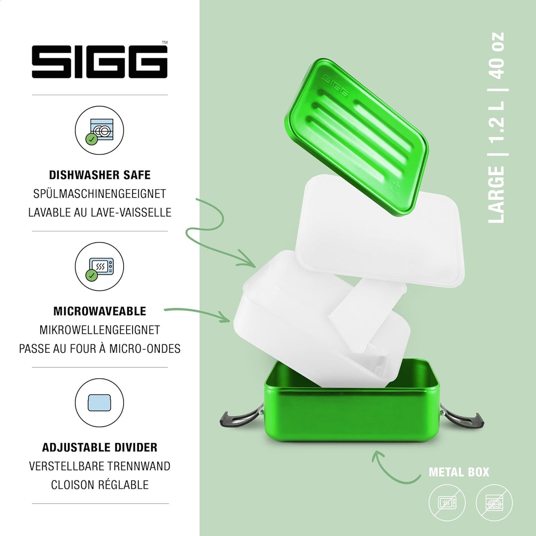 SIGG - Alu Lunchbox Plus - Brotdose Mit Unterteilung - Preisgekrönt - Spülmaschinenfest & Mikrowelle