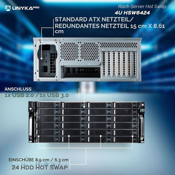 Unykach Chassis Rack Hot Swap 4U / 24 Bay, PYROJEWEL-A-20052233, 4U/24 Bahías