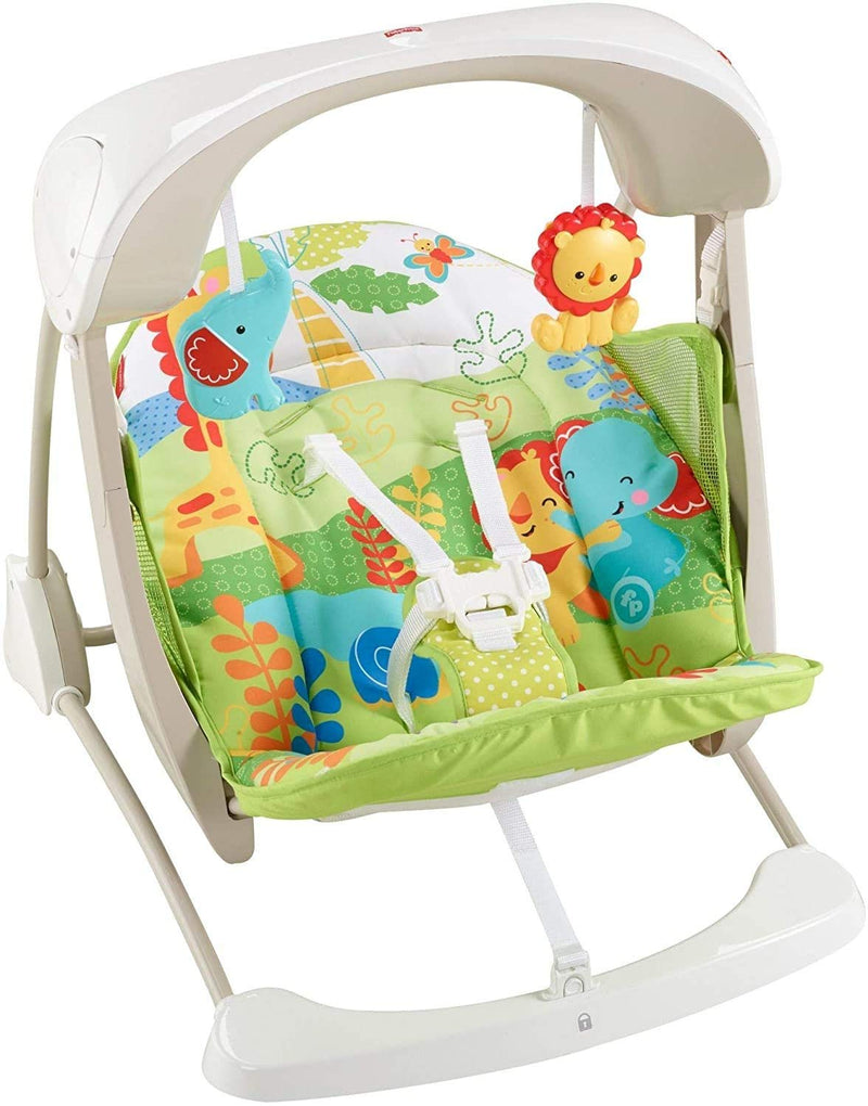 Mattel Fisher-Price CCN92 2 in 1 Babyschaukel im Regenwald Design, mit 6 Geschwindigkeitsstufen, 10