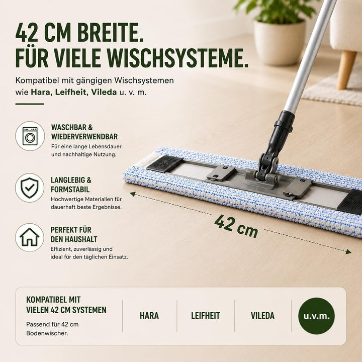 FSProdukte Bodentuch BLAUEXTREM, hochwertige Microfasern, 42 Zentimeter, kompatibel mit Hara Leifhei