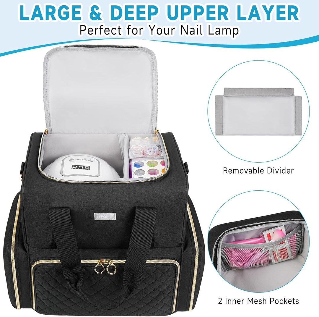 Nagellack Tasche,Doppelschichtige Nagellack Aufbewahrung Organizer Tasche für 80 Flaschen (15 ml) un