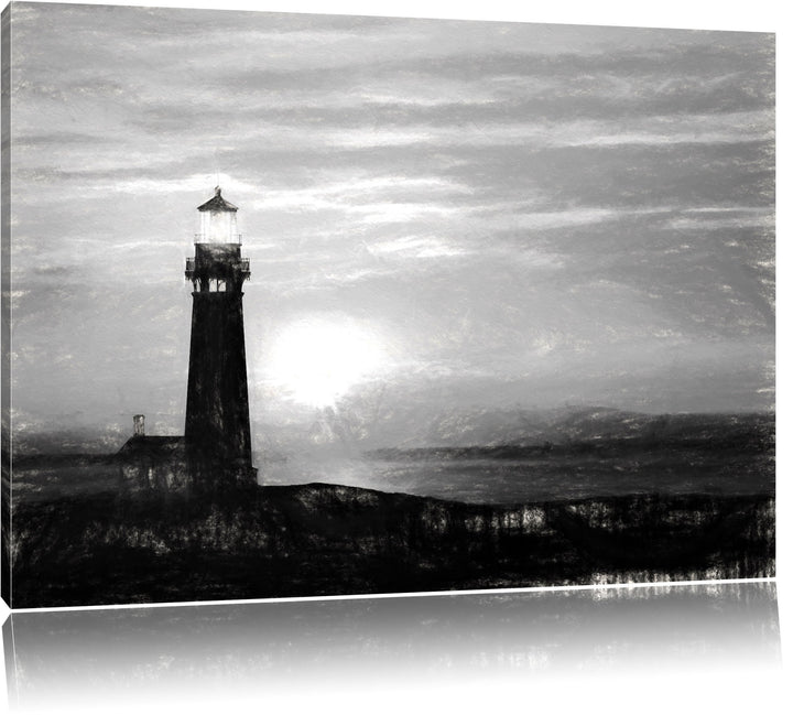 Pixxprint Leuchtturm im Sonnenuntergang als Leinwandbild/Grösse: 100x70 cm/Wandbild/Kunstdruck/ferti
