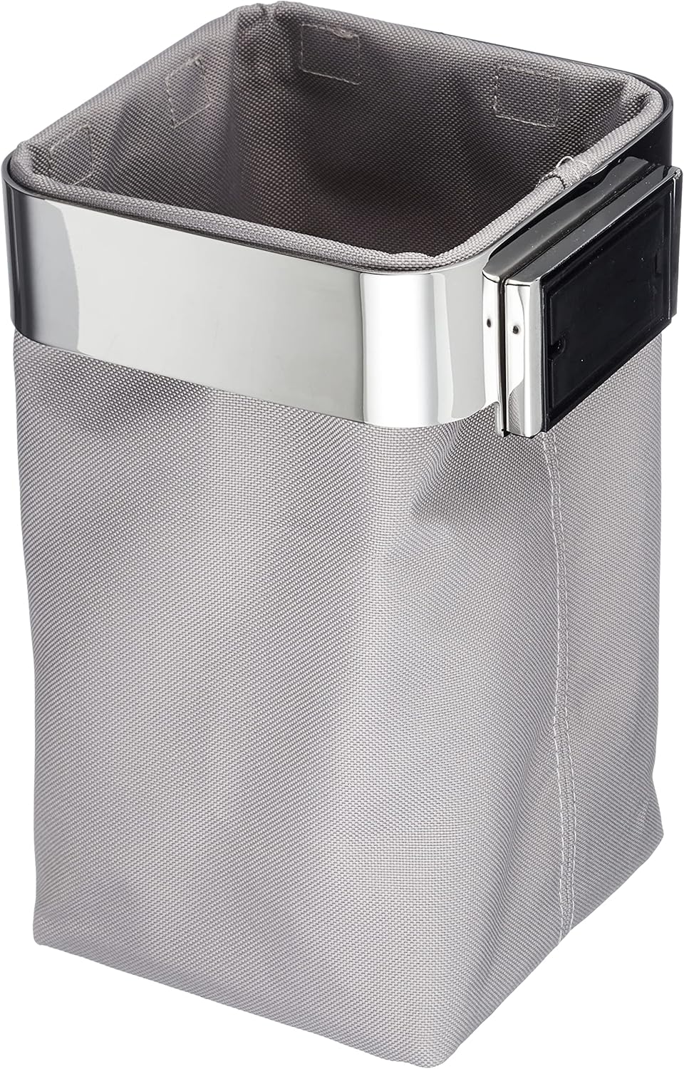 blomus -NEXIO- Gästehandtuchkorb aus poliertem Edelstahl und Baumwoll-Stofftasche, stilvolles Taupe,