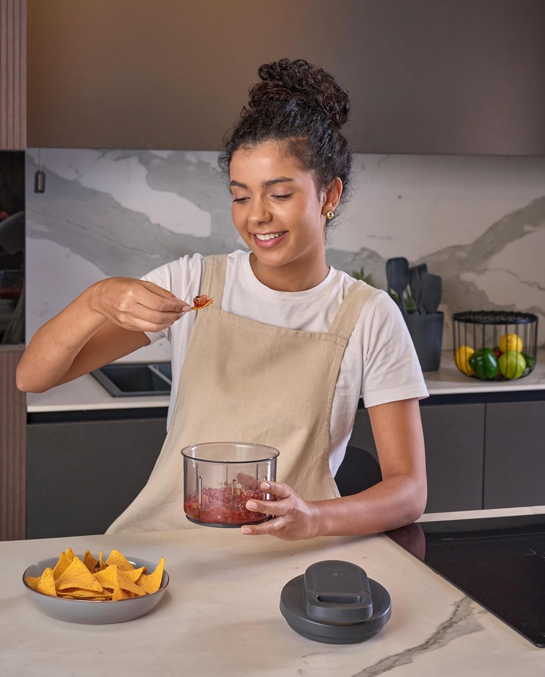 Zyliss Easy Pull Zwiebel­schneider Manuell, 800ml, Multizerkleinerer, Gemüse Zerkleinerer Manuell fü
