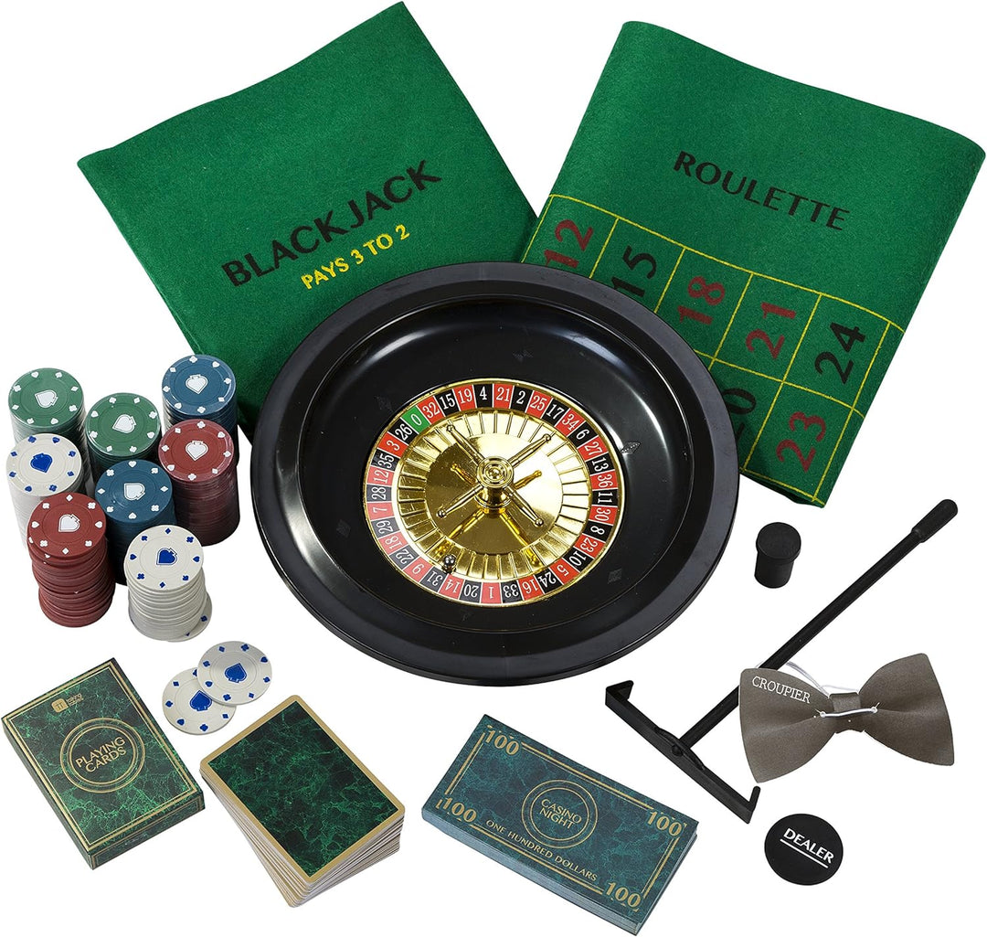Talking Tables Casino Night Game Kit - Play Poker, Blackjack, Roulette - Glücksspielset für Erwachse