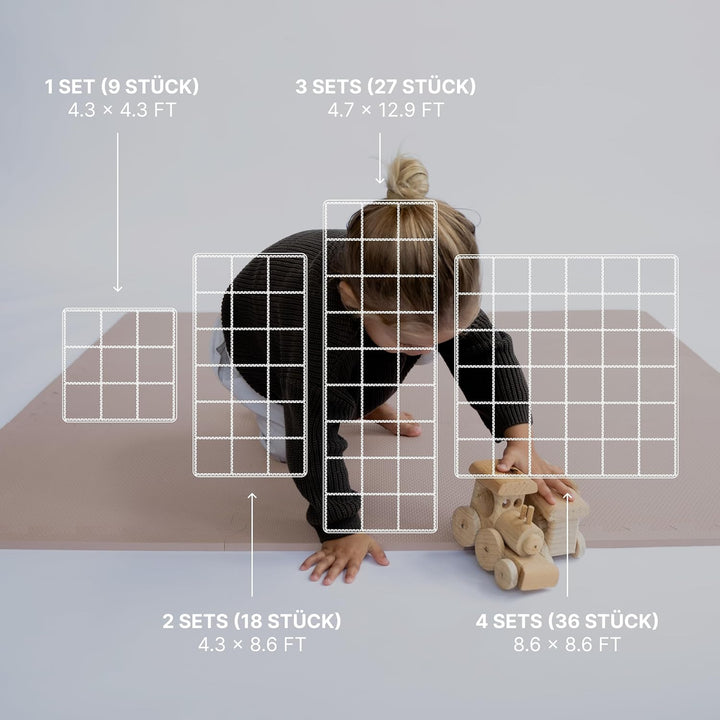 Toddlekind Baby-Puzzlematten, 9-TLG. mit Randteilen, ungiftige Schaumstoffmatten, für Bauchzeit & Kr
