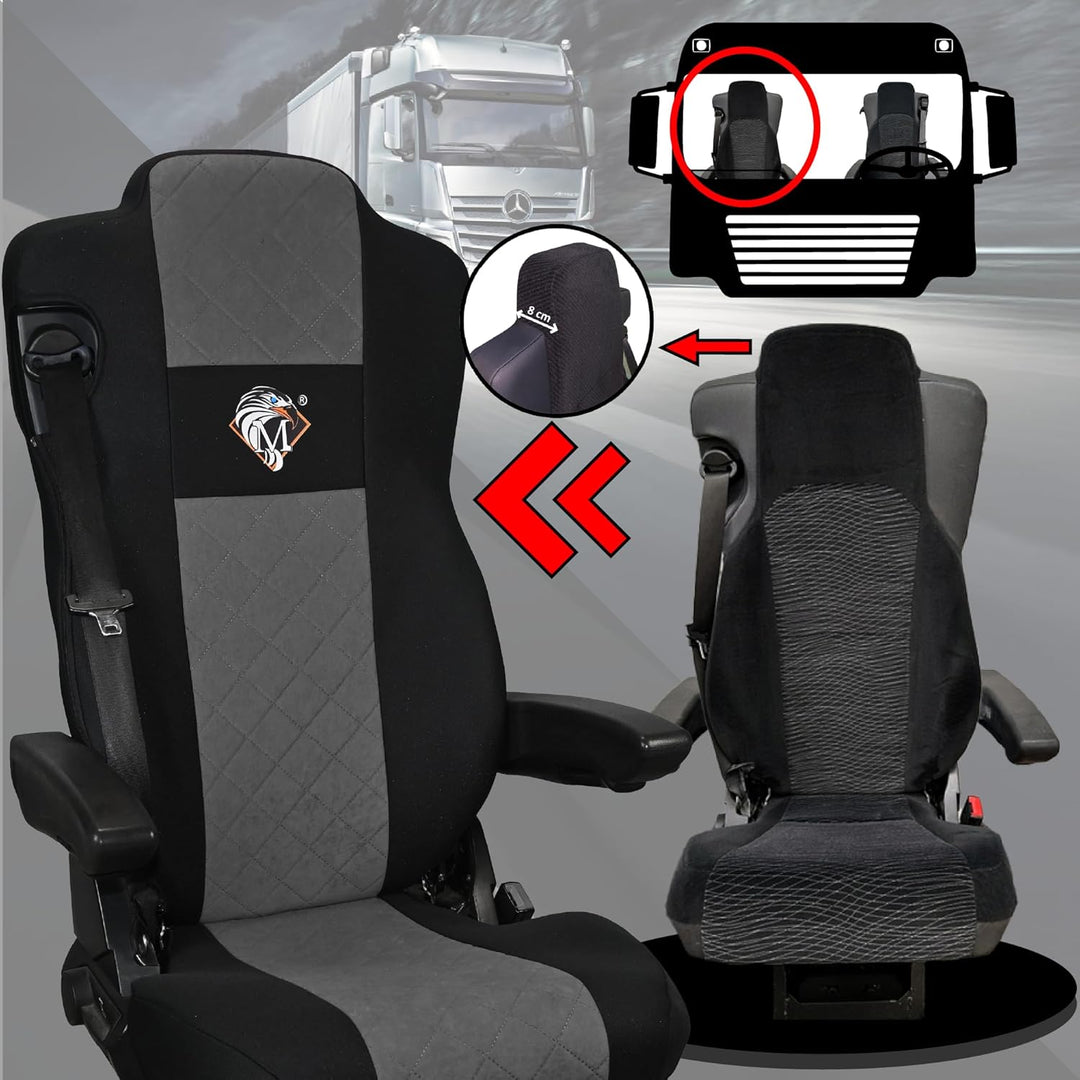 SABA Auto Sitzbezüge LKW für Mercedes ACTROS MP4, AROX ab 2011, MP5 ab 2019, ungefederter Beifahrers
