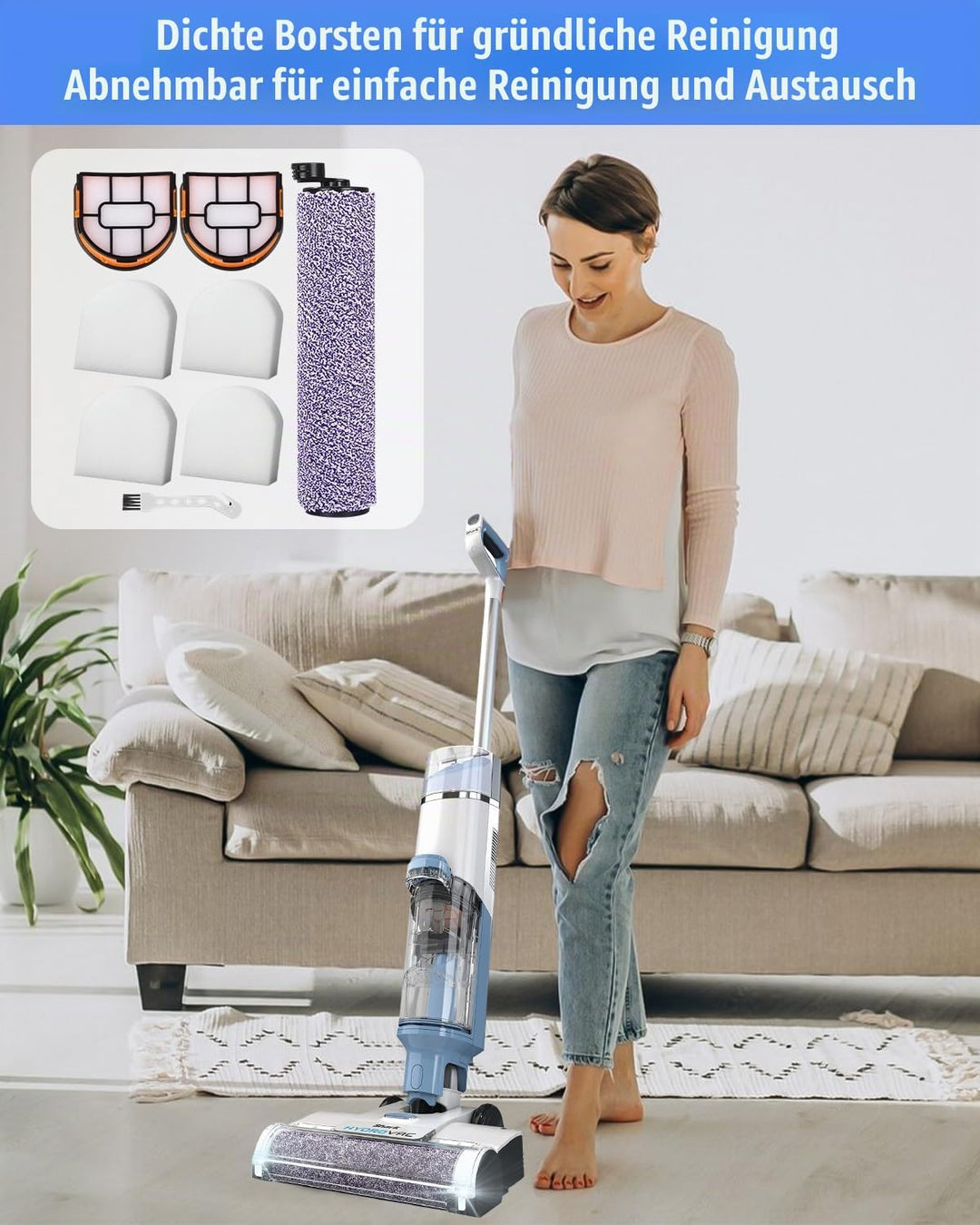 Zubehörset Bürstenwalze und Filter Zubehörset für Shark WDB1F2 für HydroVac XL 3-in-1 Staubsauger Er