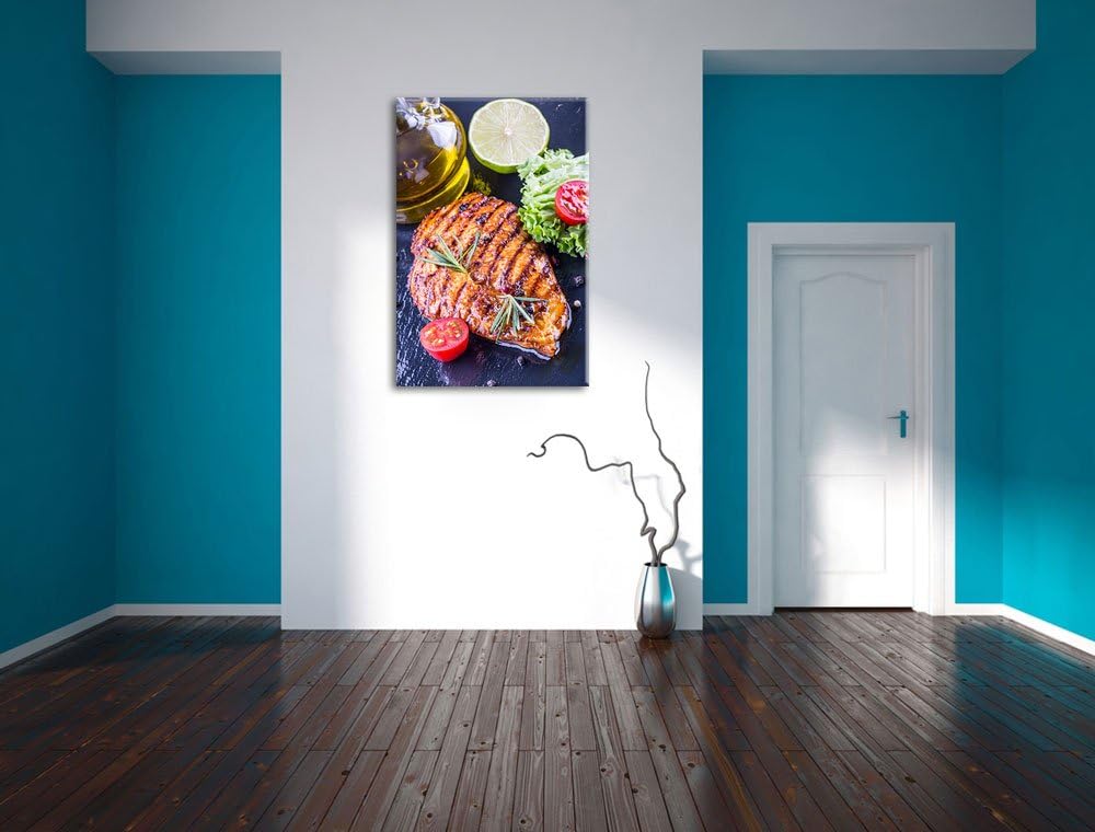 Grillmeister Steak Format: 100x70 auf Leinwand, XXL riesige Bilder fertig gerahmt mit Keilrahmen, Ku