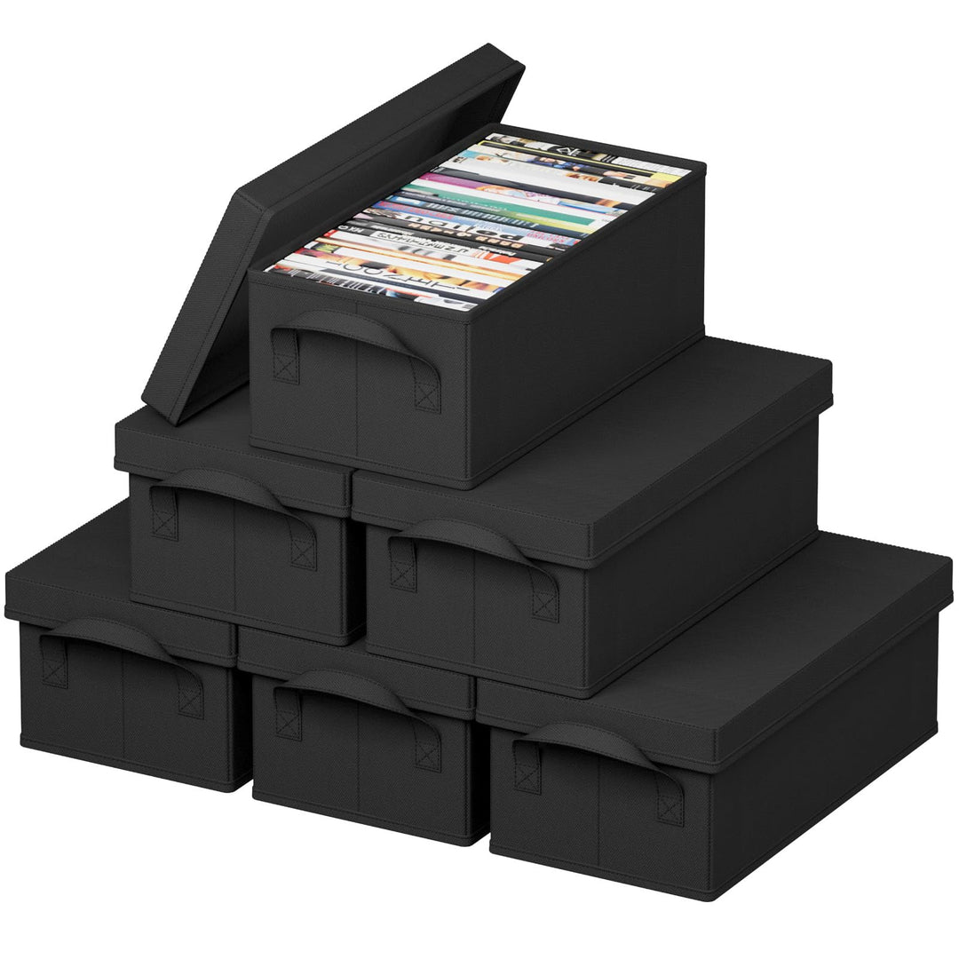 Lifewit DVD Aufbewahrungsbox, Stapelbarer DVD Aufbewahrungsbehälter, faltbarer DVD Behälter mit Deck