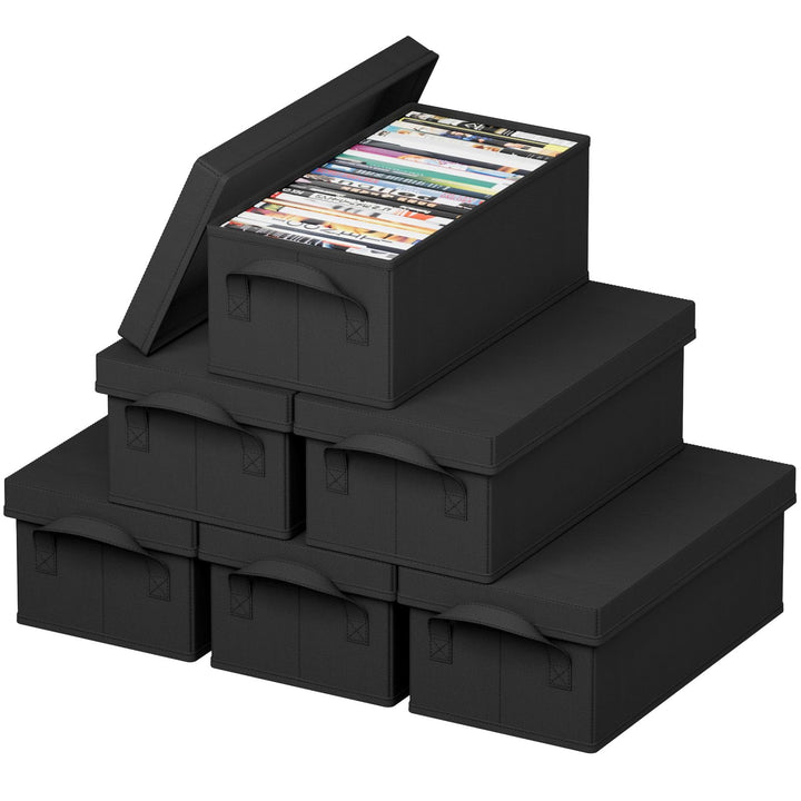 Lifewit DVD Aufbewahrungsbox, Stapelbarer DVD Aufbewahrungsbehälter, faltbarer DVD Behälter mit Deck