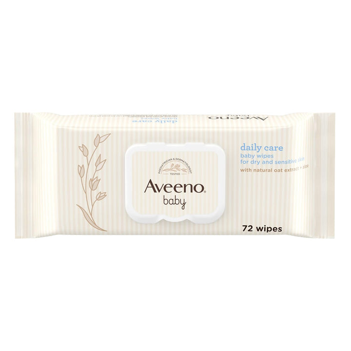 Aveeno Baby Daily Care Wipes Sensitive Skin Cleanse Gently And Efficiently Baby Essentials, White, 1