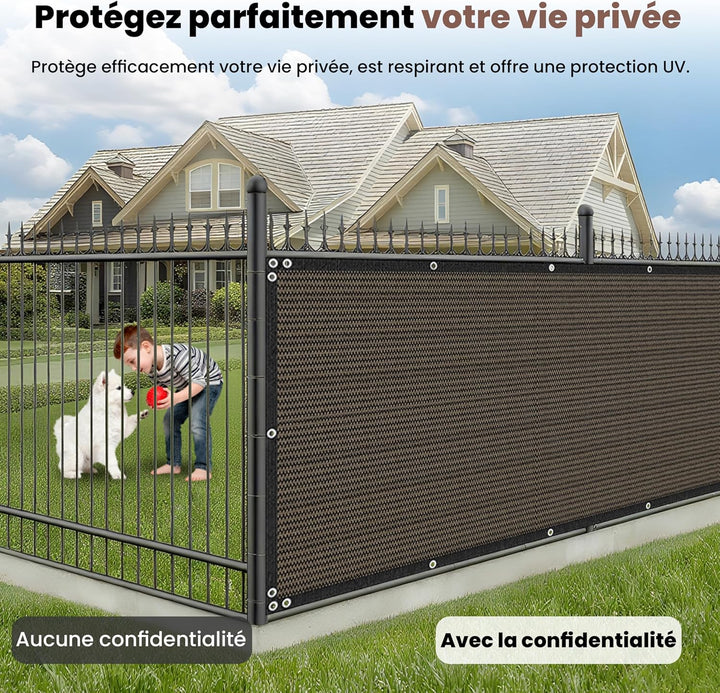 Zaunblende Sichtschutz Braun-Schwarz,1.8x10m, Sichtschutzzaun 90% HDPE-Schattennetz für den Aussenbe