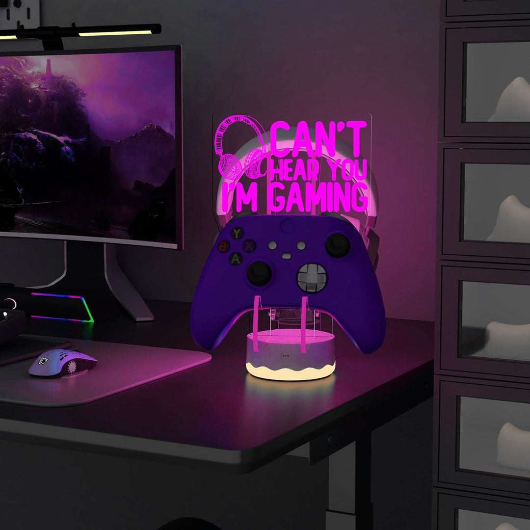 Light Up Headset und Controller Ständer, 16 Farben 3D LED Lichter Gamepad Kopfhörerhalter mit Fernbe