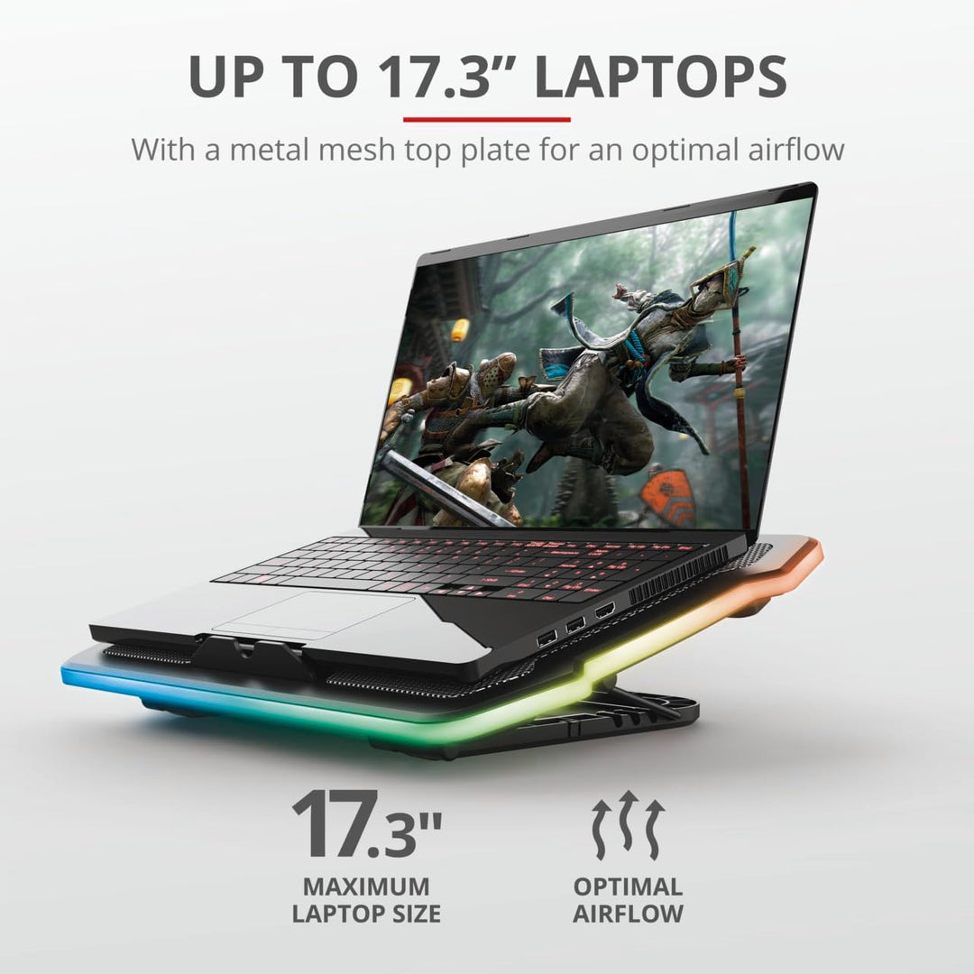 Trust Gaming GXT 1126 Aura Laptop-Kühlständer mit Mehrfarbiger Beleuchtung für Laptops bis 17,3", Ei