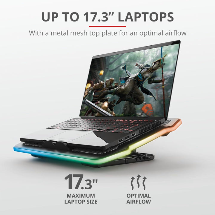Trust Gaming GXT 1126 Aura Laptop-Kühlständer mit Mehrfarbiger Beleuchtung für Laptops bis 17,3", Ei