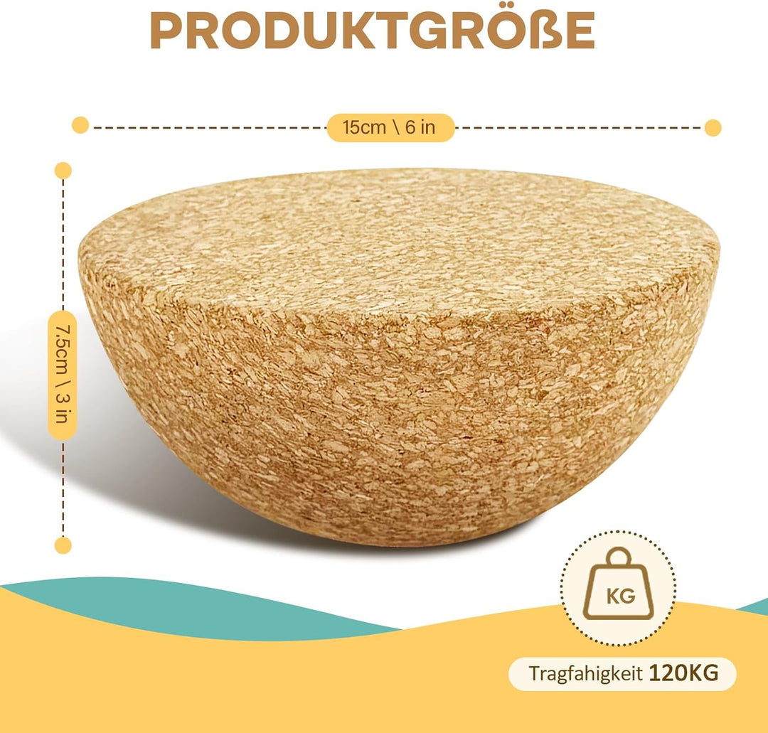 Kork Halbkugel Balance Board Zubehör aus Kork Balance Trainer für Yoga Pilates Koordinationstraining