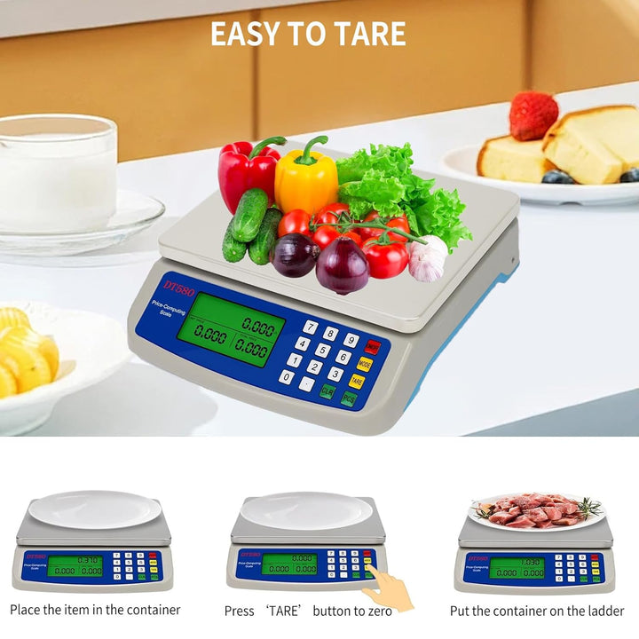 Waage Digital 30kg GrossE KüChenwaage Obstwaage mit 3 Einheiten Konvertierung lcd Display und tara F