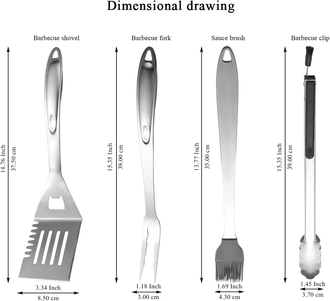 Kyraton Grill Zubehör Kit 4-teilig, Grill Zubehör Werkzeug Set, Edelstahl mit Bakelit Griff, Hitzebe