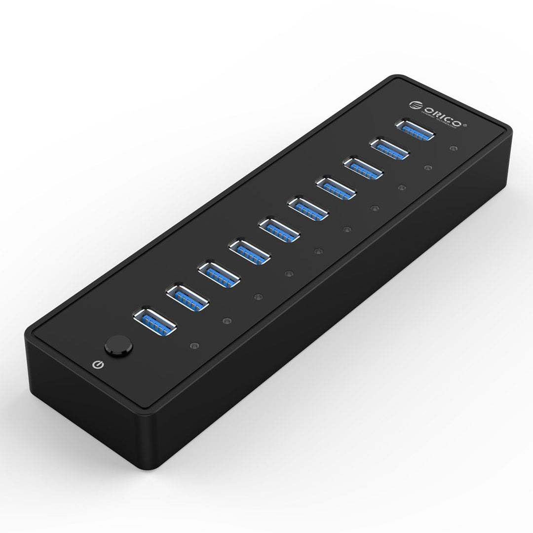 ORICO USB 3.0 Hub 10 Ports mit Netzschaltern und Netzteil 45W (12V4A), 5 Gbps Highspeed Datenhub für