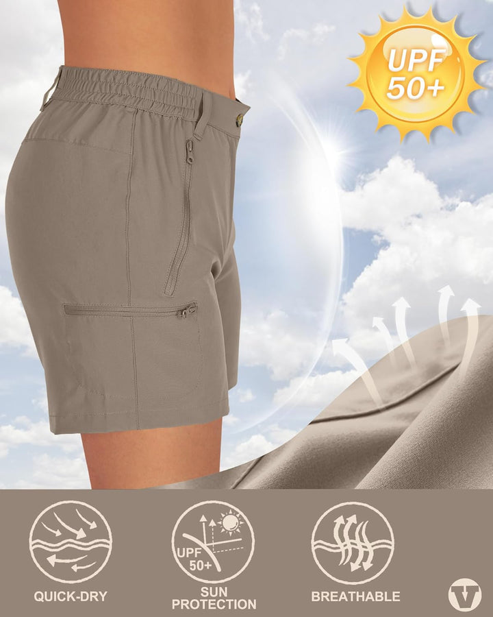 Outdoor Ventures Kurze Hose Damen UPF50+ UV Schutz Wander Shorts Sommer Leicht Trekking Shorts Stret
