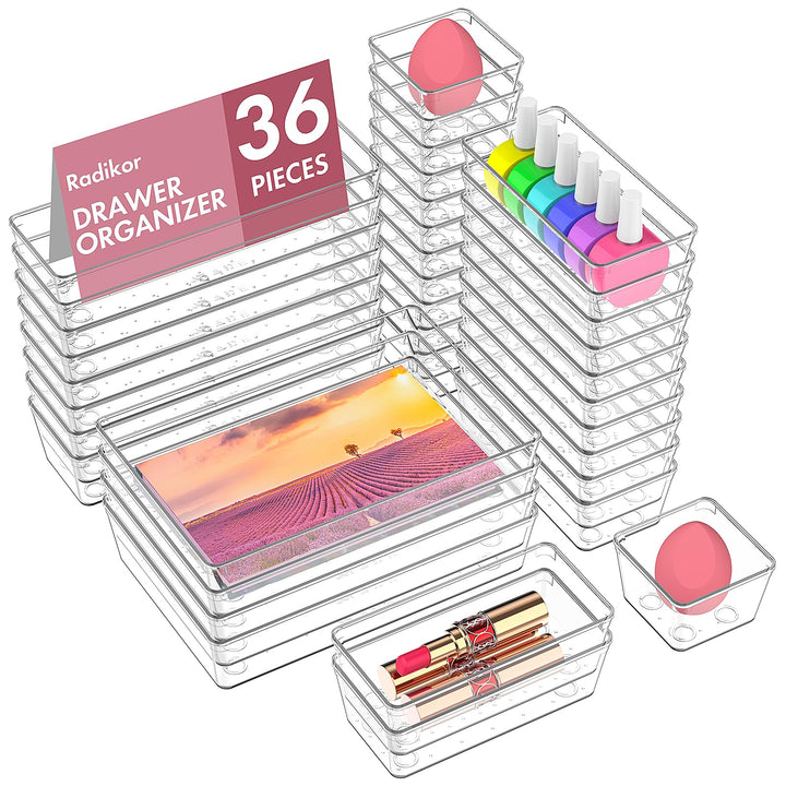 Radikor Schubladen Organizer -36 Stück Schminktisch Organizer in 4 Grössen, Drawer Organizer, Make U